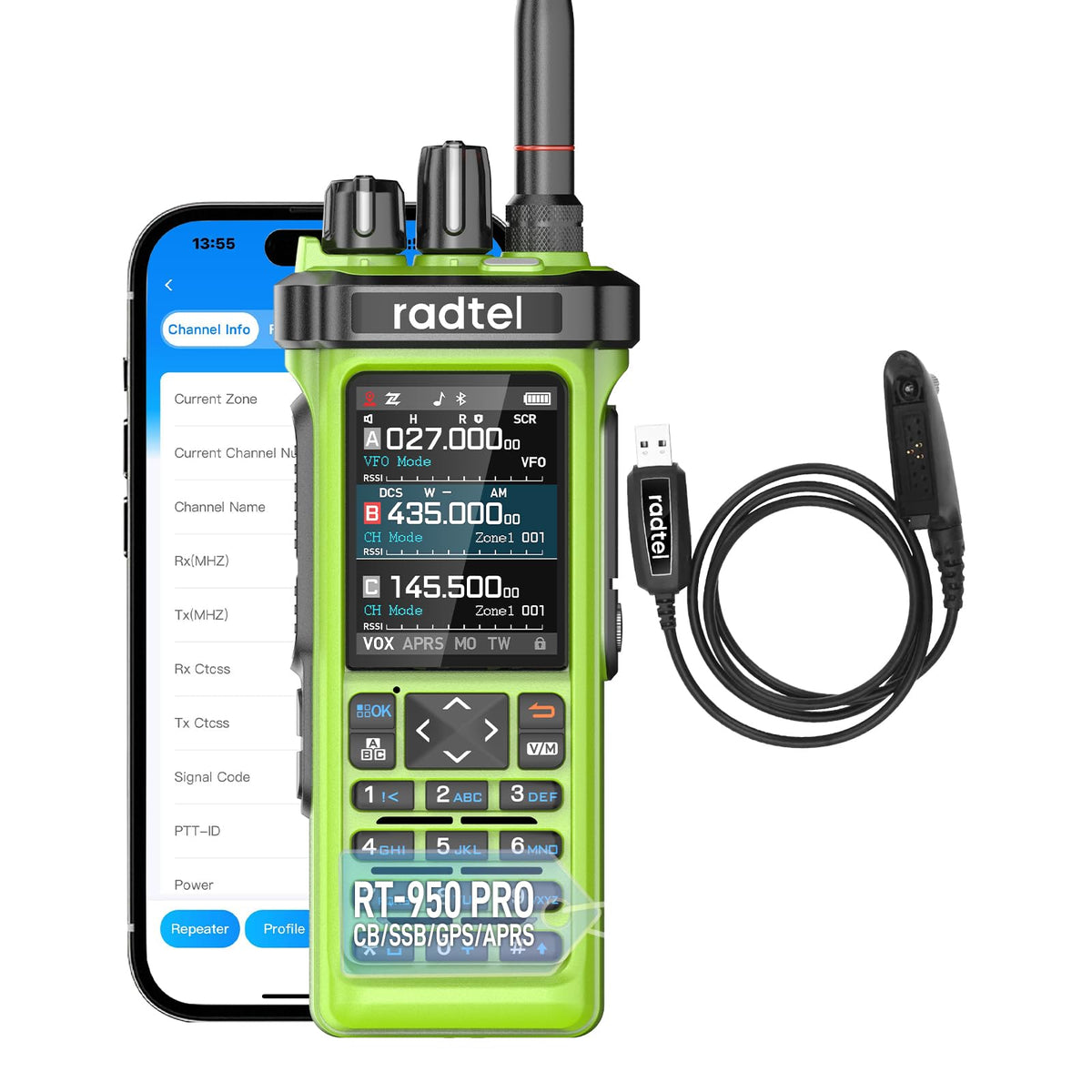 radtel RT-950 PRO front display showing clear readout and easy navigation benefit