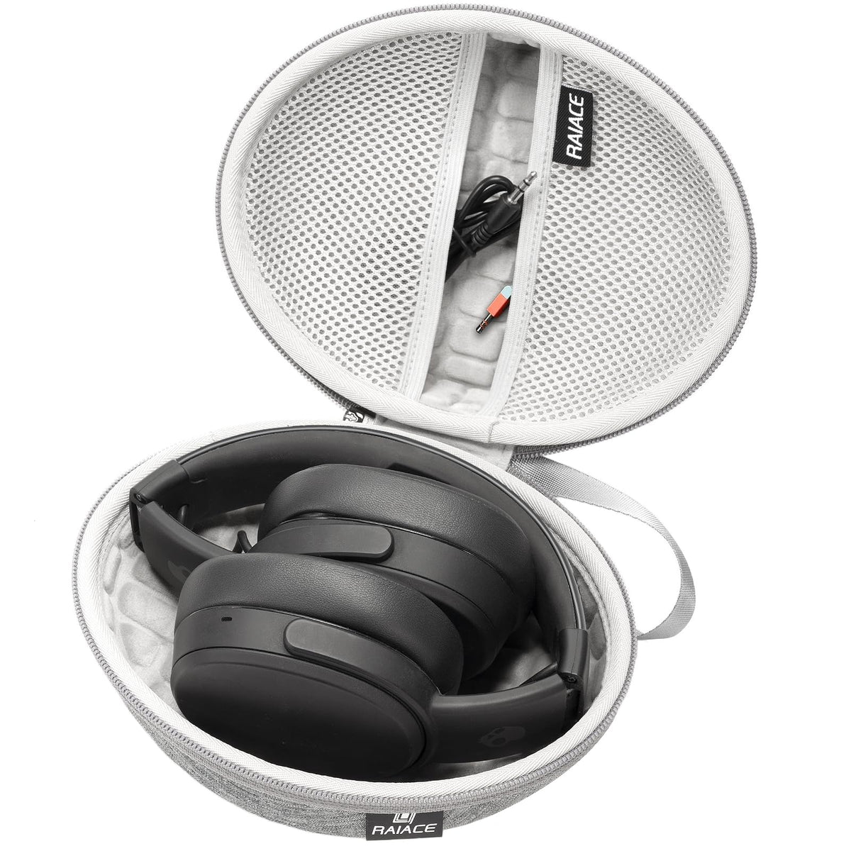 RAIACE hard case front view gray with protective shell and zipper for secure storage