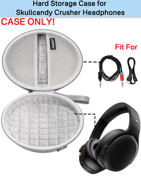 RAIACE case open showing fluffy gray lining that cushions Skullcandy Crusher headphones