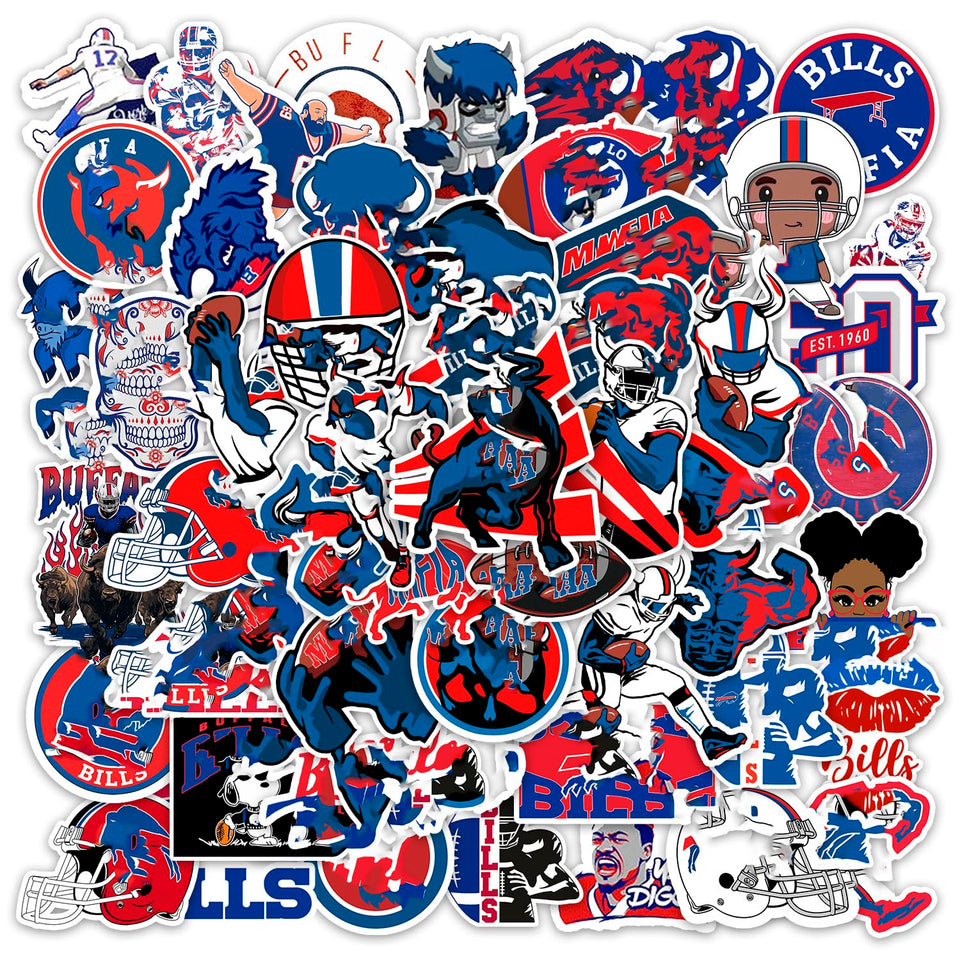RainBloc Buffalo stickers 70pc pack; waterproof, versatile for bottles and laptops.