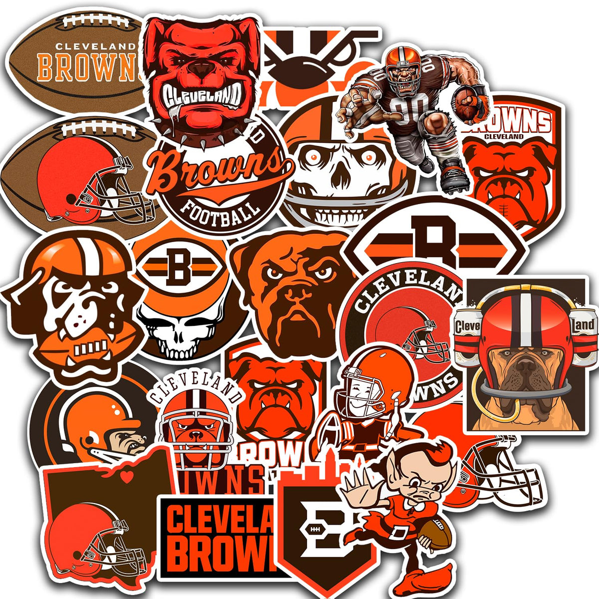 RAINBLOC Cleveland stickers pack collection for sports fans on laptops and bottles.