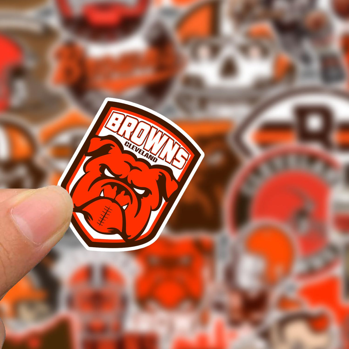 RAINBLOC Cleveland waterproof stickers on a water bottle add durable team spirit.