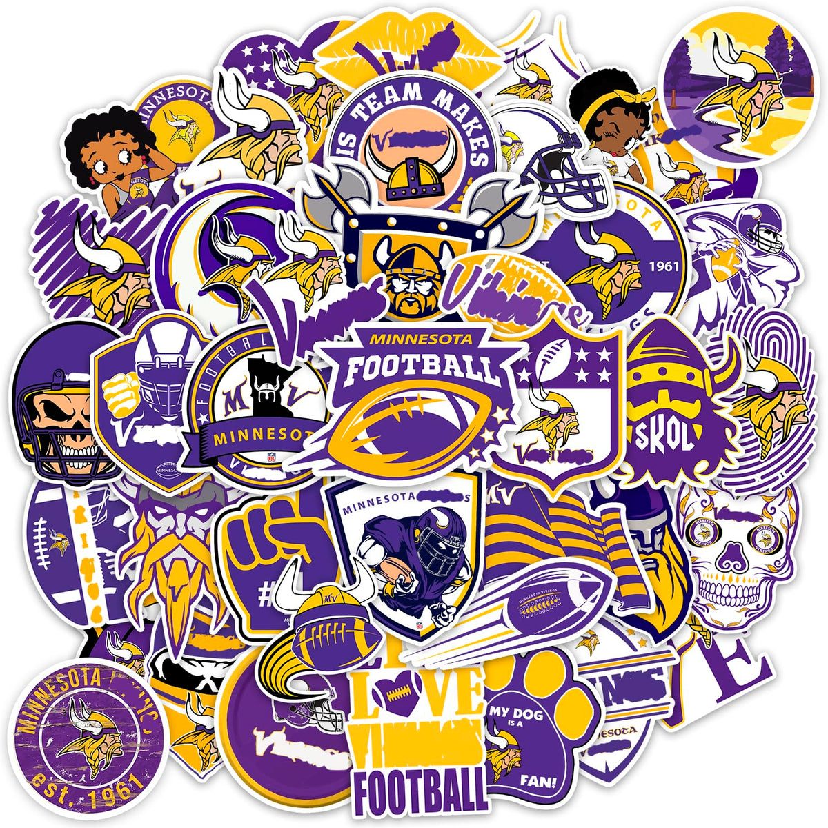RainBLOC Minnesota football Viking sticker for water bottles and laptops; durable and bold.