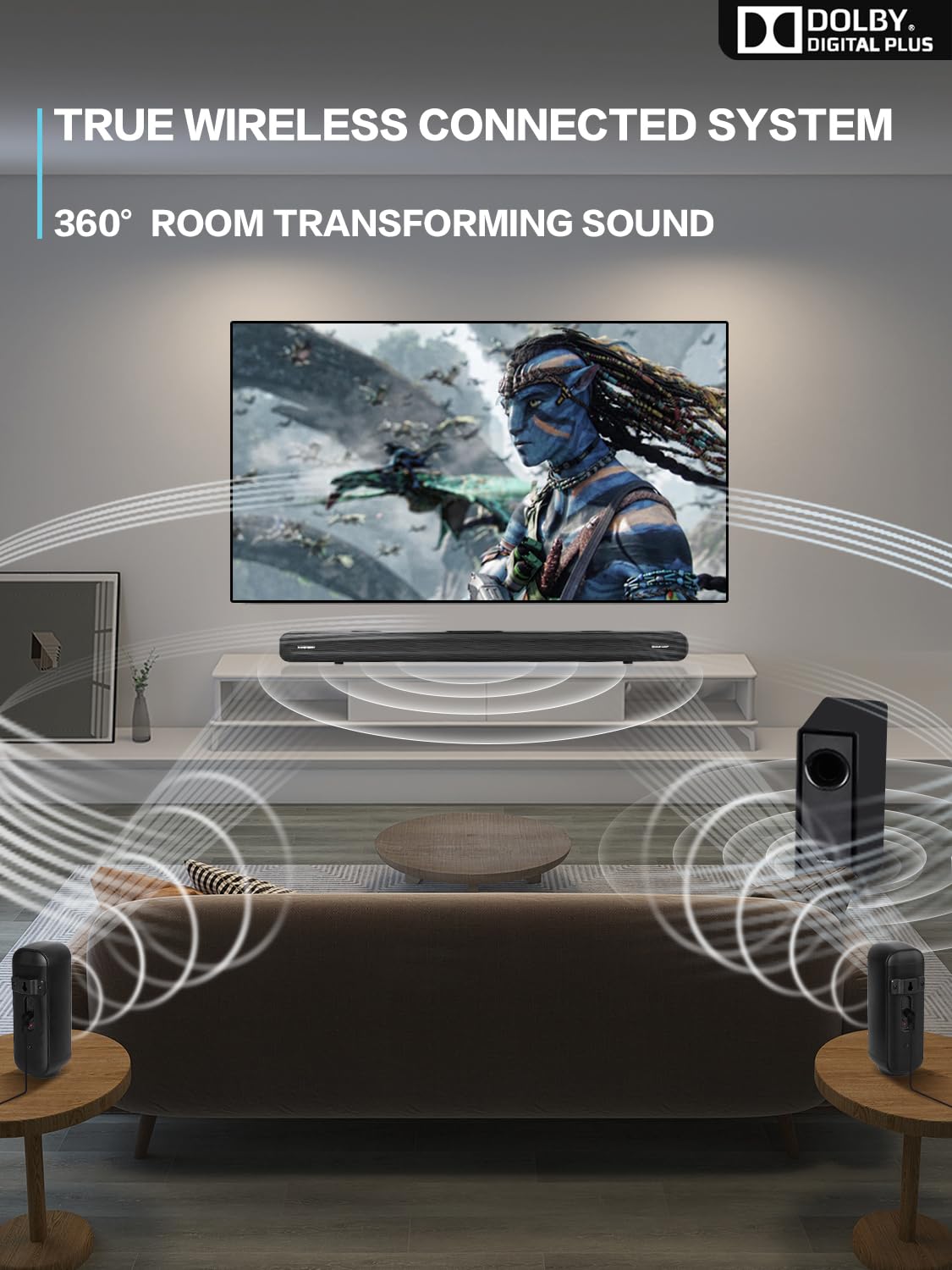 RAINEVERRY wireless subwoofer 16-inch delivers deep bass for cinema and music