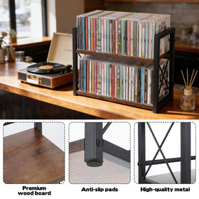 Rainmae CD organizer on desk for quick access and tidy workspace.