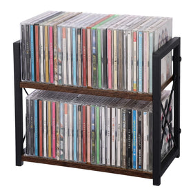 Rainmae CD storage shelf with 2-tier design keeps media organized and accessible.