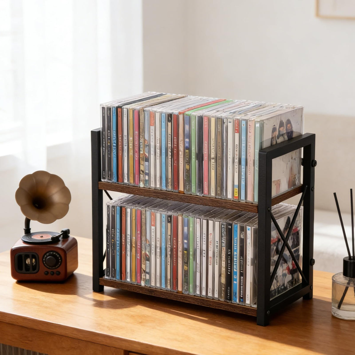 Compact Rainmae storage fits desktop or cabinet for efficient organization.