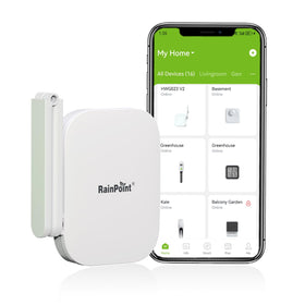 RAINPOINT Gen2 hub front view showing compact design and LED status for easy monitoring