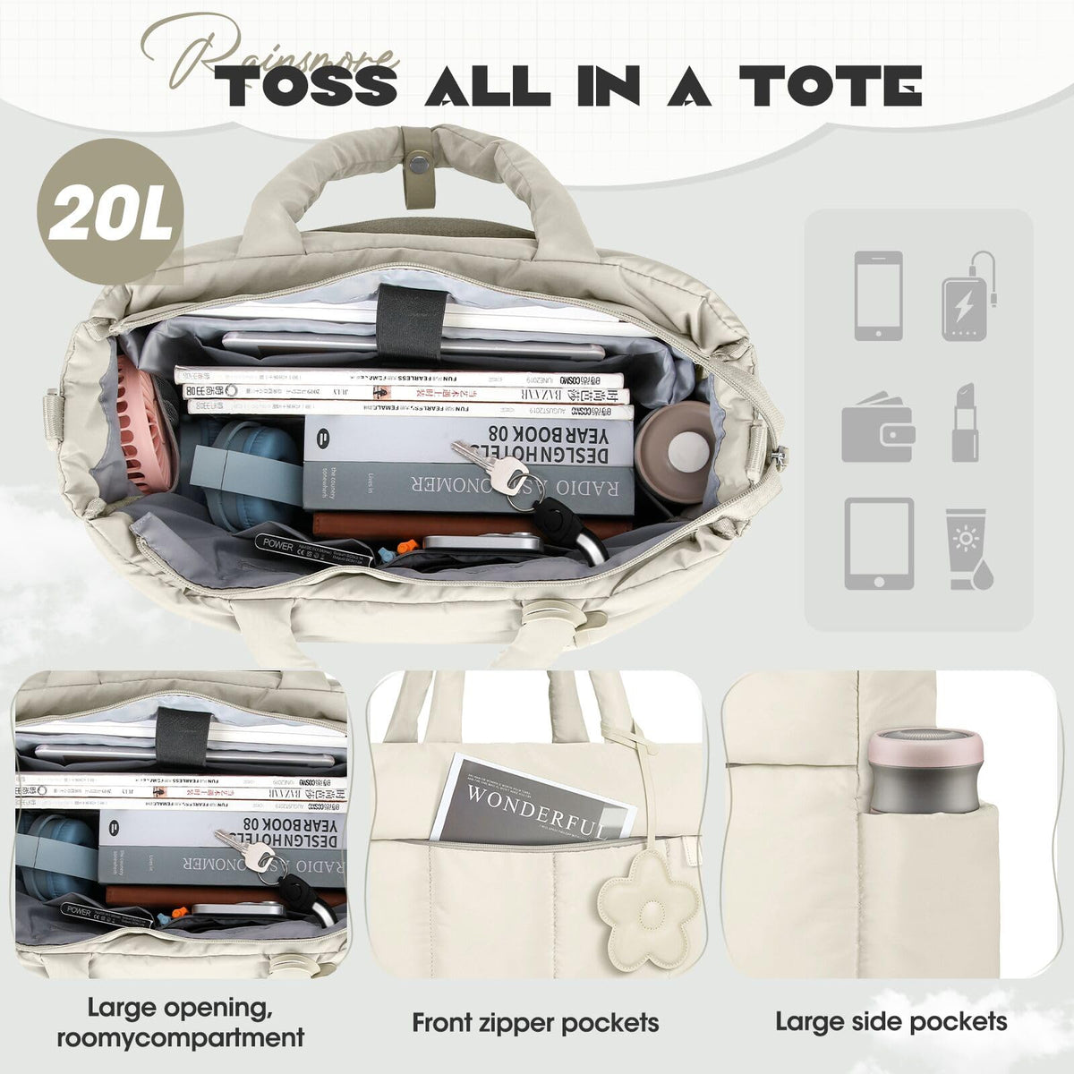 RAINSMORE padded laptop pocket protects a 15.6-inch device during transit.