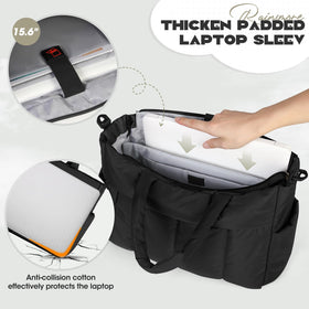 RAINSMORE laptop tote detachable-strap offers versatile wearing options.