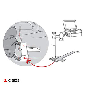 RAM Mounts no-drill vehicle mount installed inside a vehicle cabin