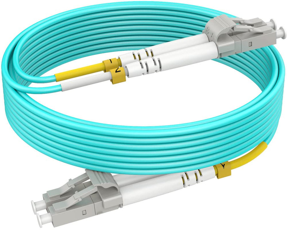RamboCables OM3 LC-LC patch cable in 200ft length for high-speed networks.
