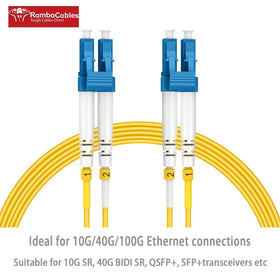 RamboCables OS2 LC-LC patch cable 1310nm 800ft for reliable long-distance transmission