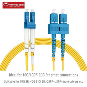 RamboCables SC to LC connectors with precise ferrules for stable signal transfer