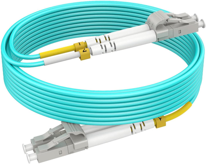 RamboCables front packaging showing 5-pack OM3 LC-LC cables and easy installation benefit