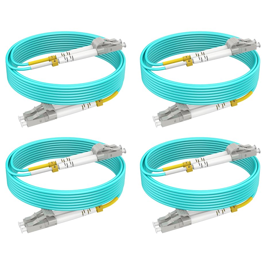 RamboCables front pack showing 4-pack OM4 LC-LC cables and benefit of bulk convenience