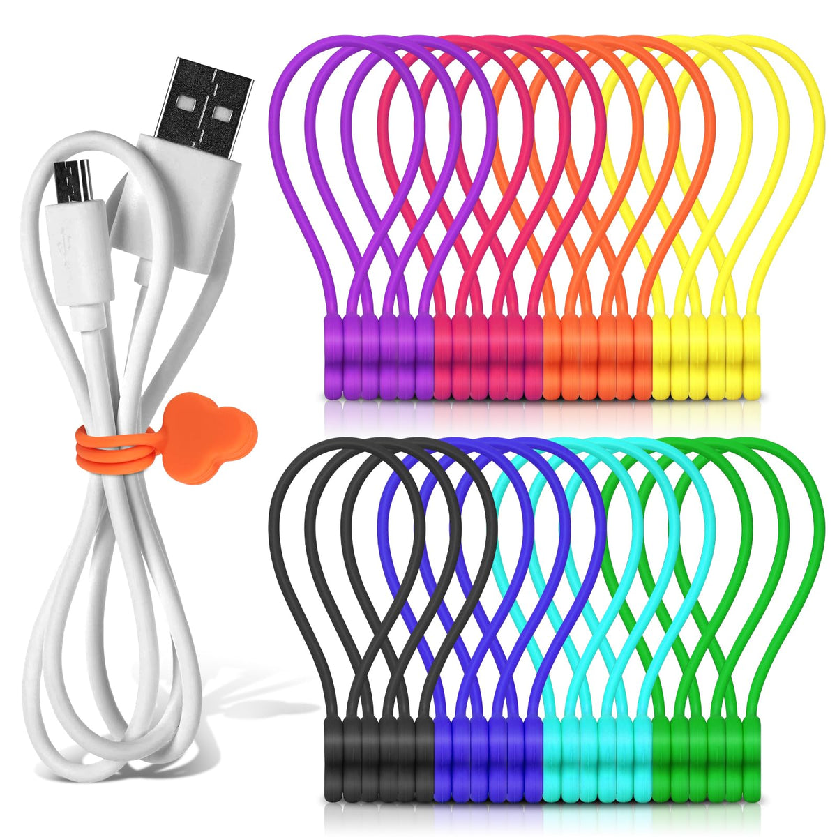 Ramzi reusable magnetic cable ties on fridge door organize cables neatly
