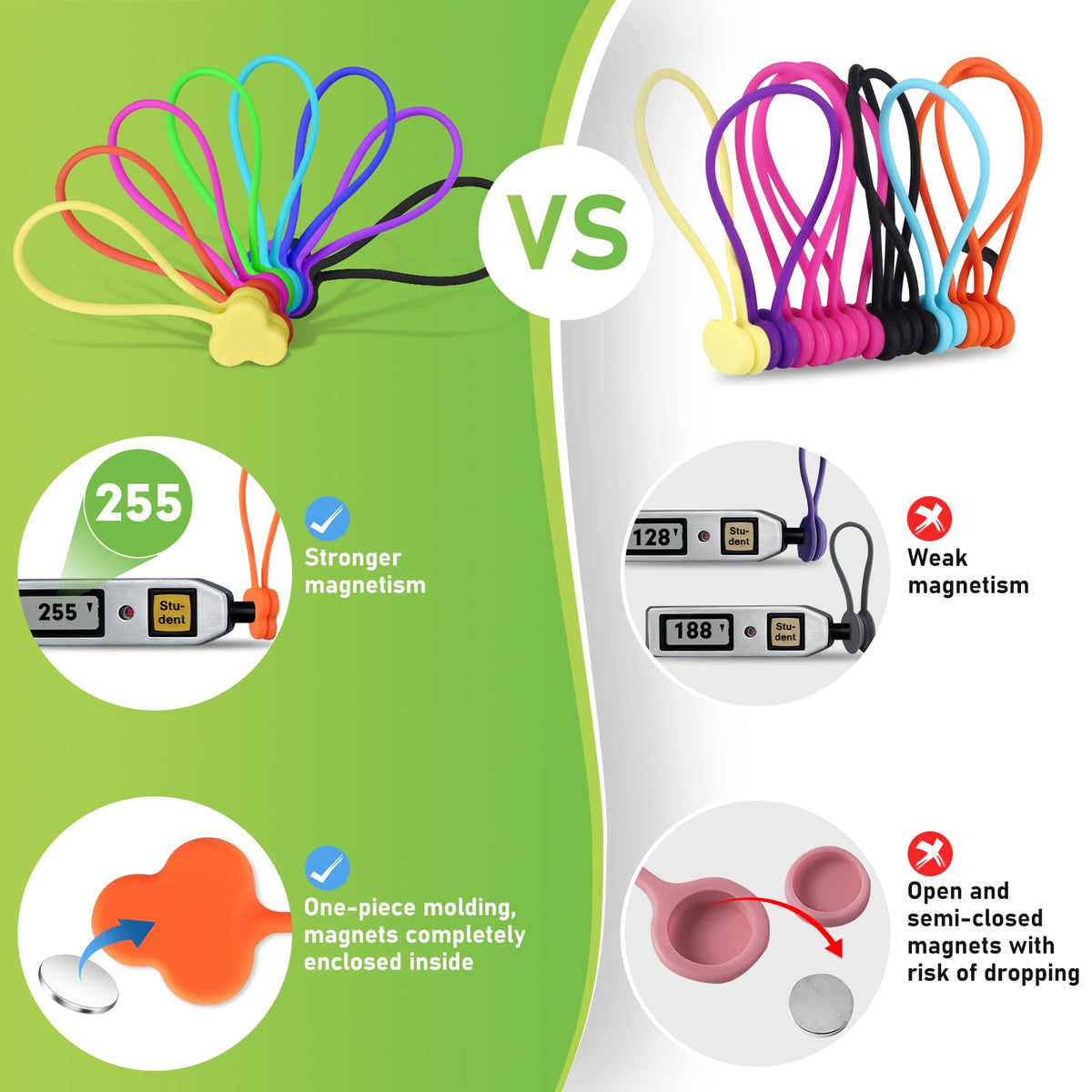 Ramzi plum color magnetic cable ties sorting desk cables at a glance
