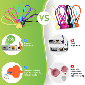 Ramzi plum color magnetic cable ties sorting desk cables at a glance