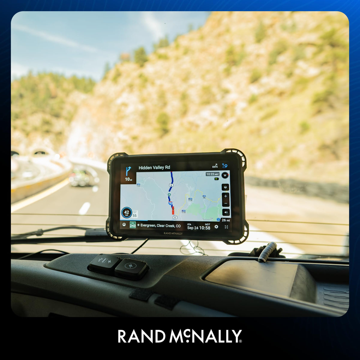 Rand McNally RandTAB7 built-in camera captures route context.