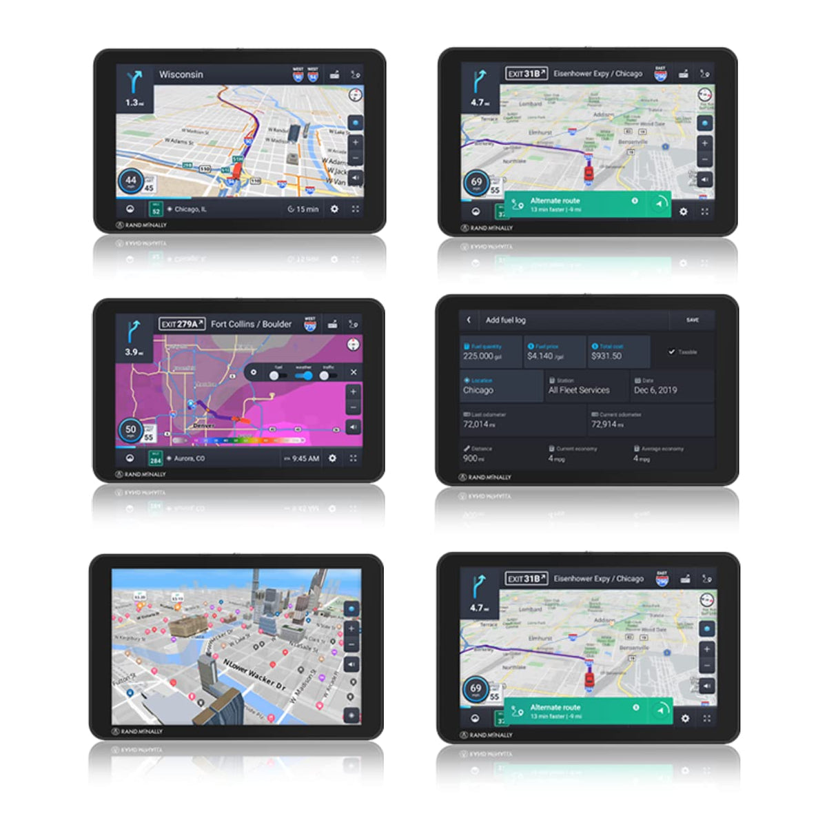 Rand McNally TND Tablet 85 fuel prices layer shows nearby stations to save money.