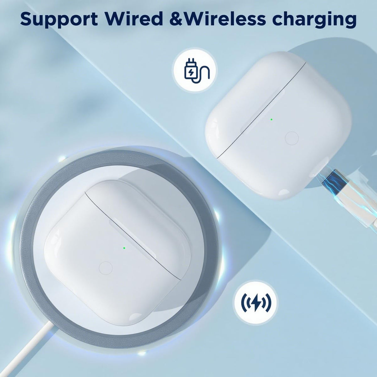 Rantuns AirPods 4th gen case opened to show spacious charging bay.