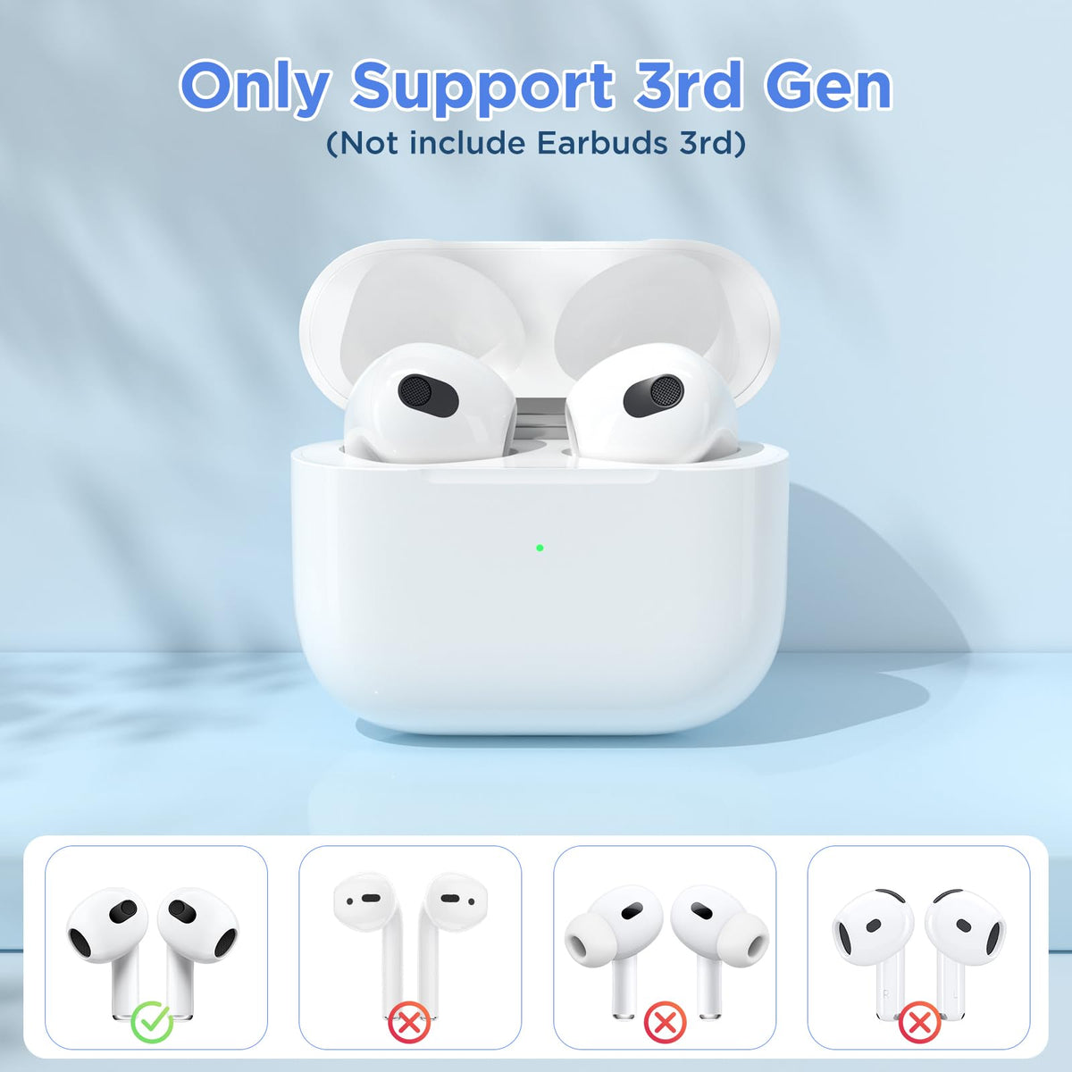 Rantuns AirPods 3 replacement case Bluetooth sync button for quick pairing