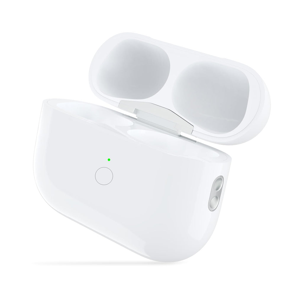 Rantuns front view of charging case showing lid and LED for quick power check