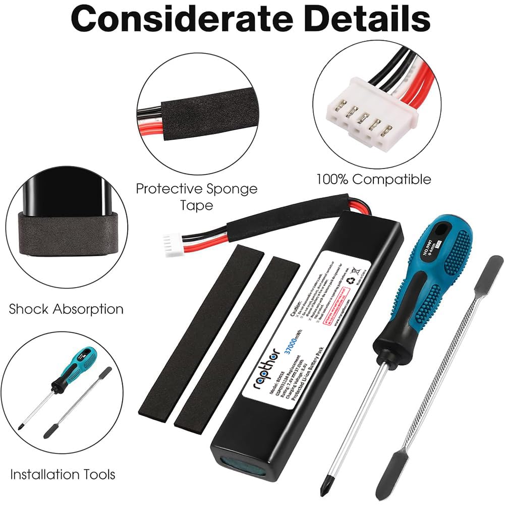 Rapthor battery packaging with tools for easy replacement and quick setup
