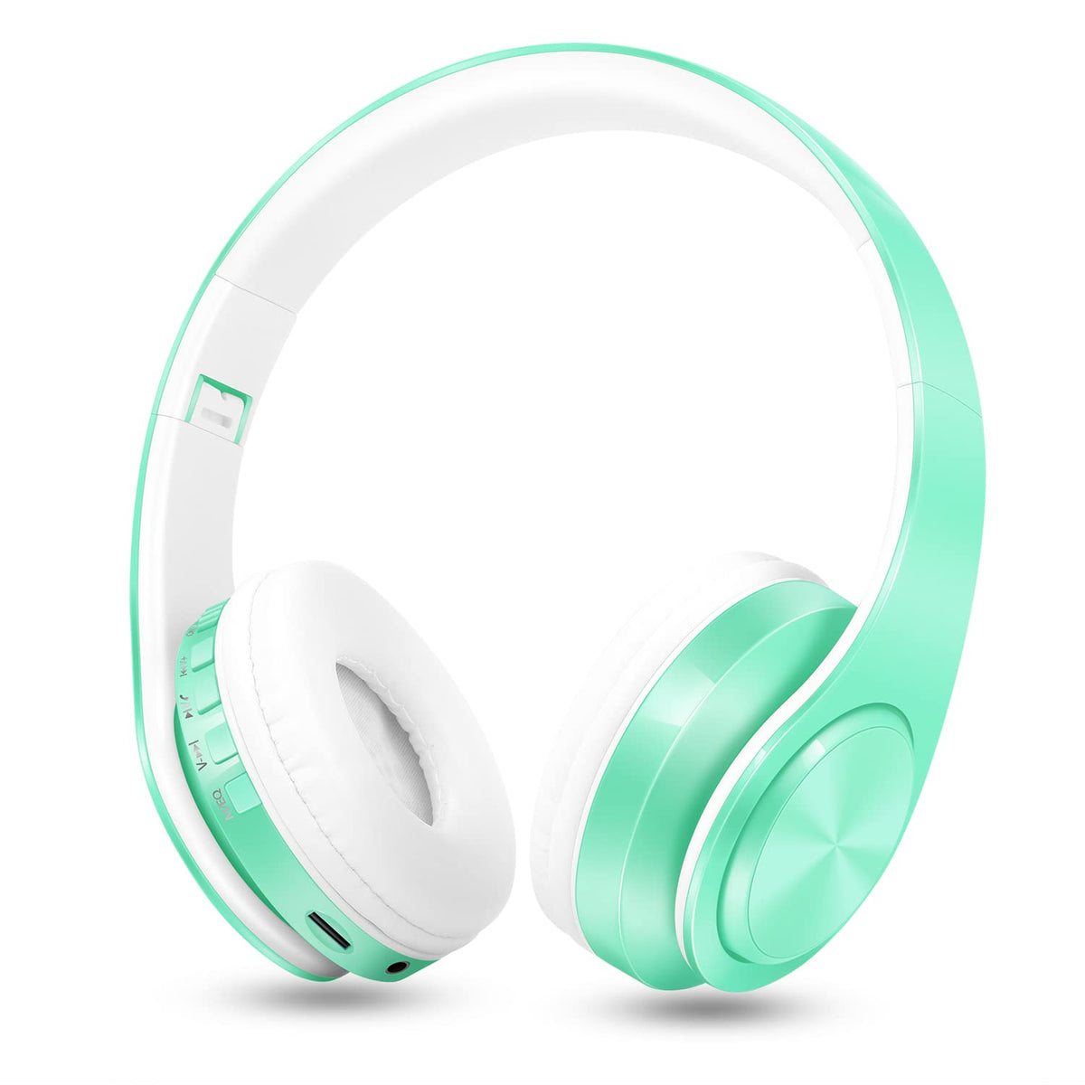 RAT TAIL front view showing green foldable headset and delivery of clear stereo sound