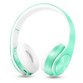 RAT TAIL front view showing green foldable headset and delivery of clear stereo sound