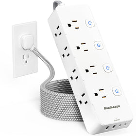 RataKoapa 10ft surge power strip front view for easy placement in dorm rooms.