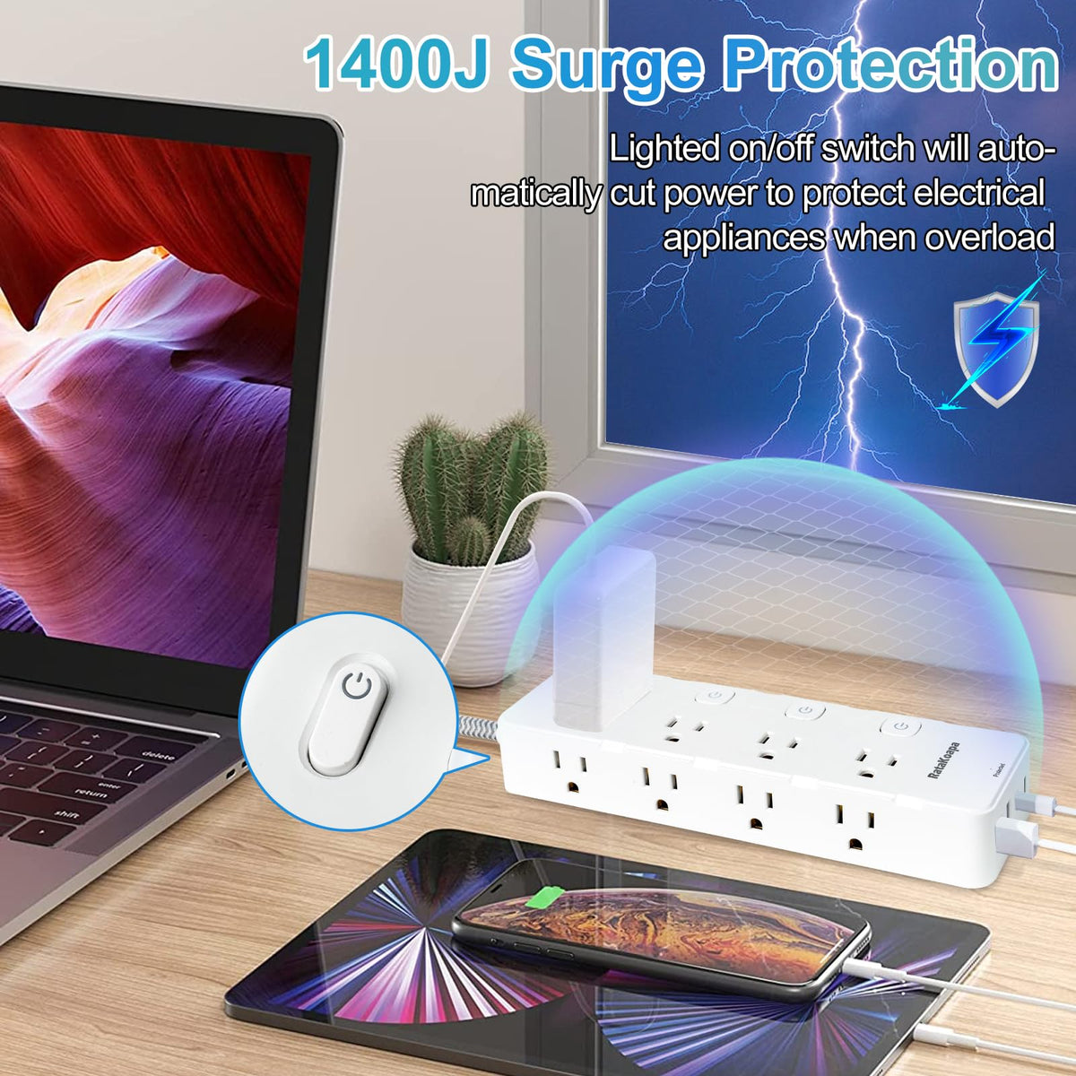 RataKoapa ultra-flat 0.35 inch plug fits behind furniture.