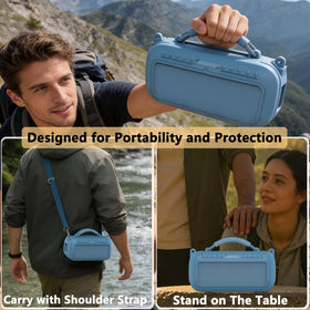 RAWECUD shoulder strap in use carrying case for hands-free convenient transport