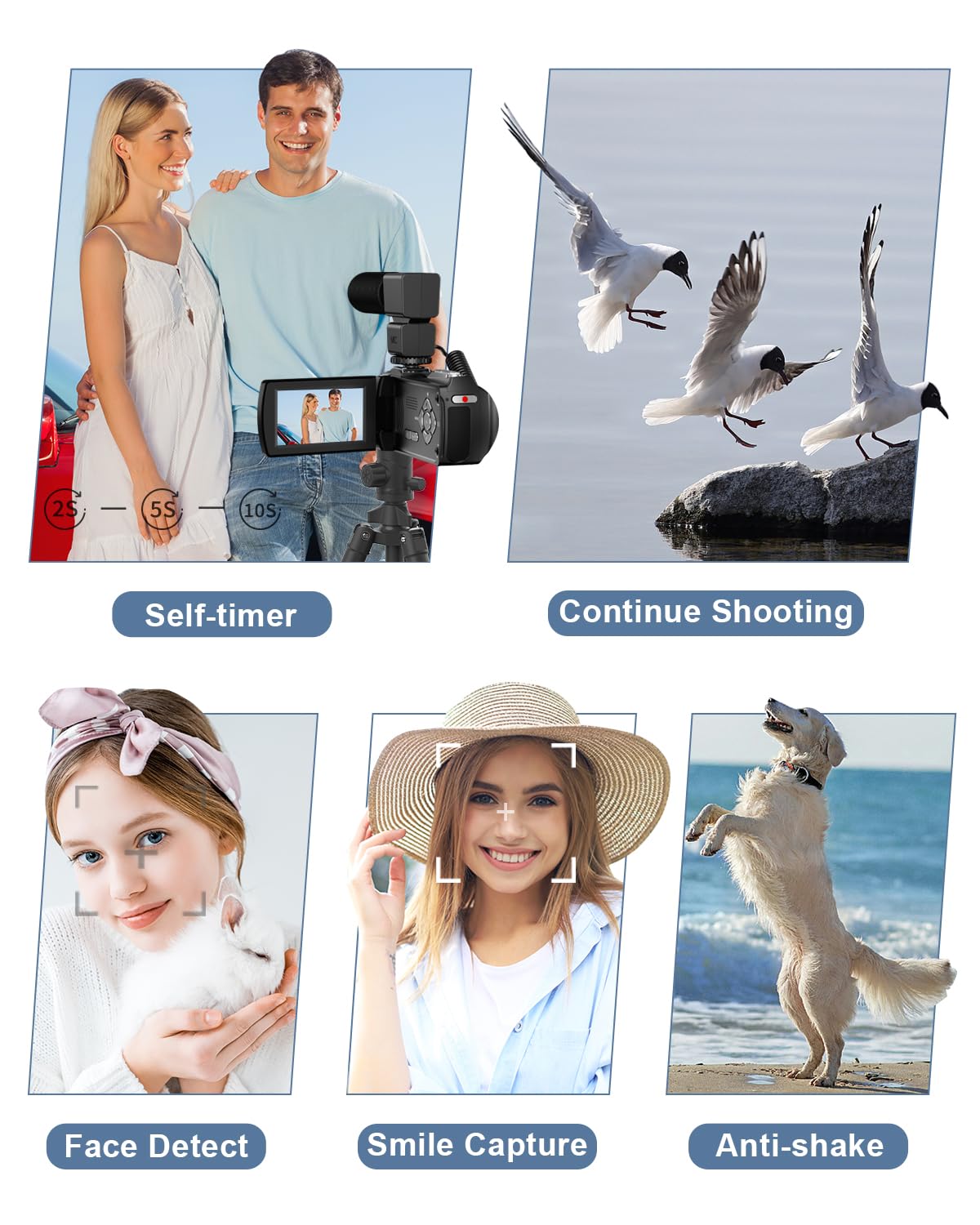 Anti-shake design reduces motion blur in handheld shooting.