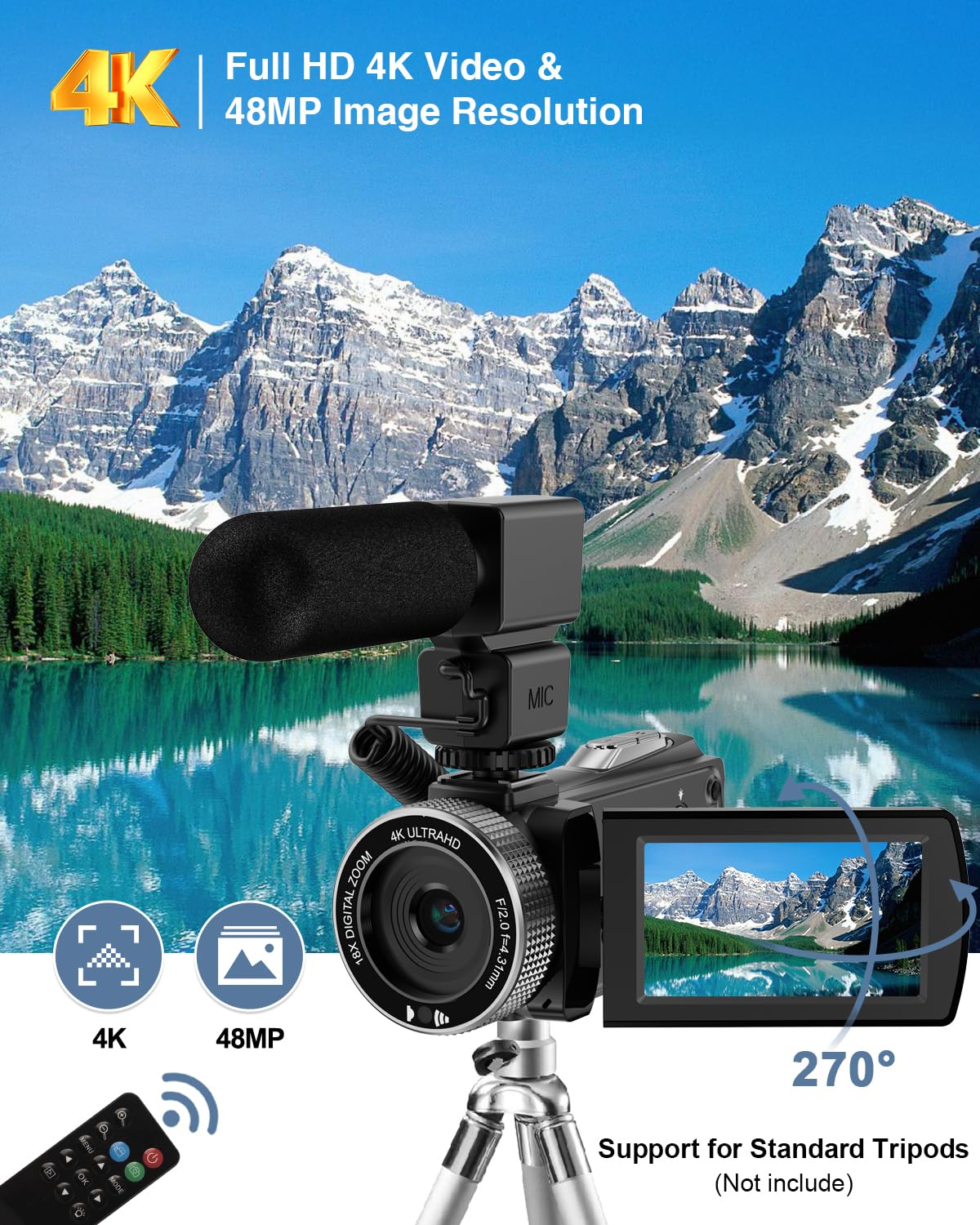Rawiemy camcorder IPS touch screen enables easy on-device control.