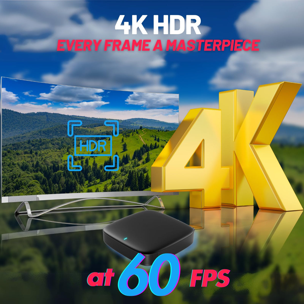 RAXXIO MAG555 4K HDR visuals on compatible TVs.