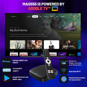 RAXXIO MAG555 voice remote enables hands-free search and control.