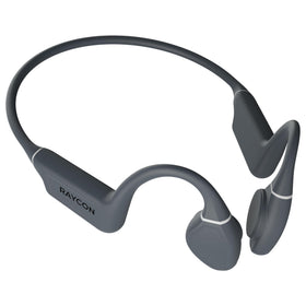 Raycon bone conduction headphones in open-ear design for safer, aware listening during workouts.
