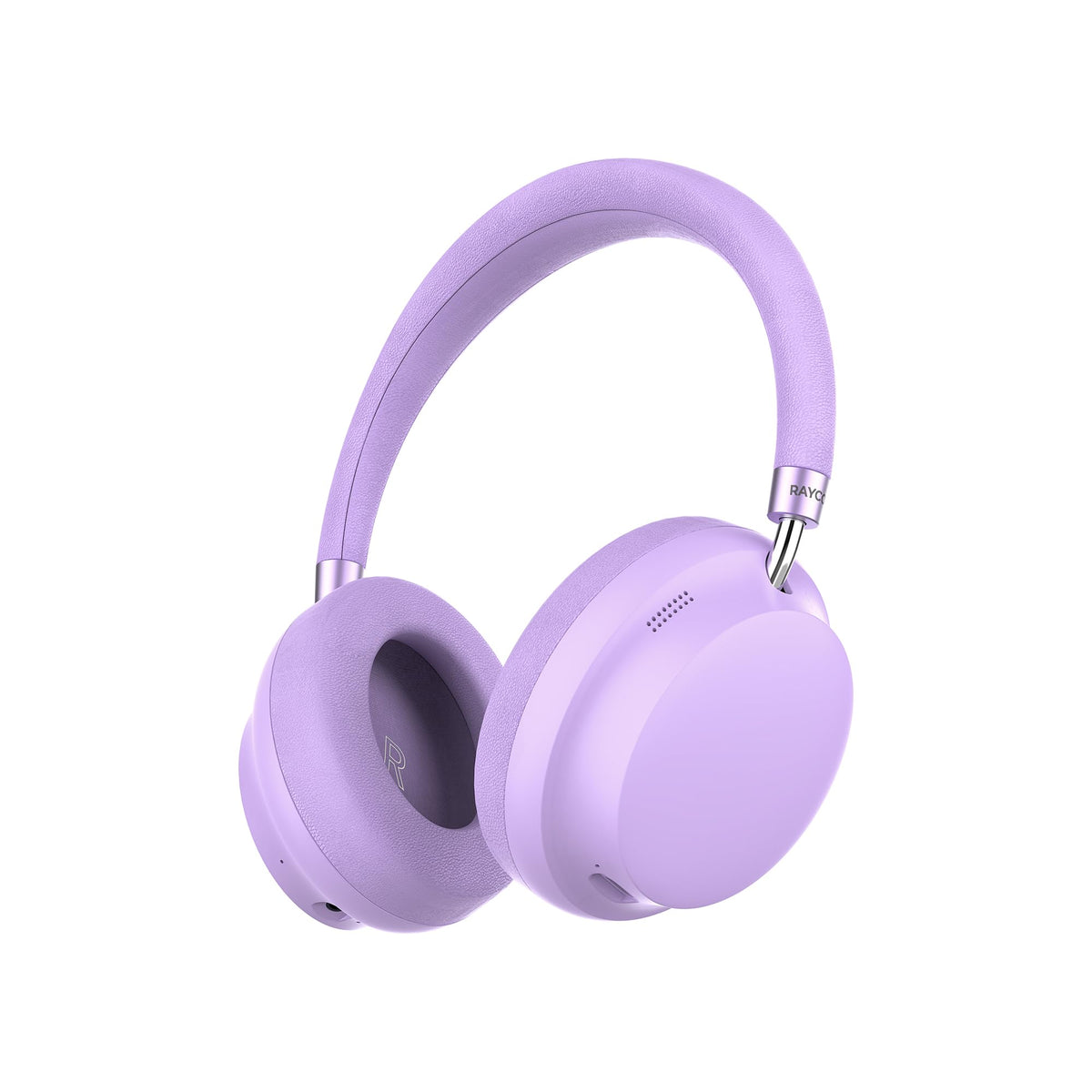 Raycon Essential front view in purple showing sleek over-ear design and comfort