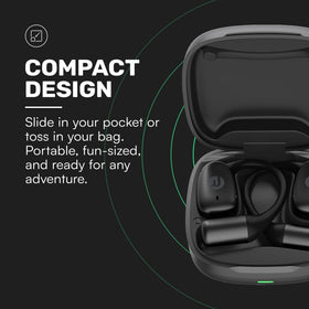 Raycon Essential open-ear buds charging indicator shows long battery life
