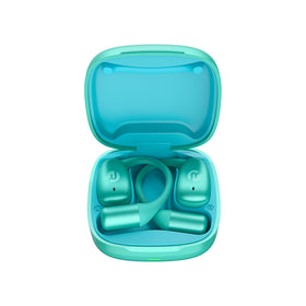 Raycon Essential open-ear buds side profile highlighting secure fit during workouts