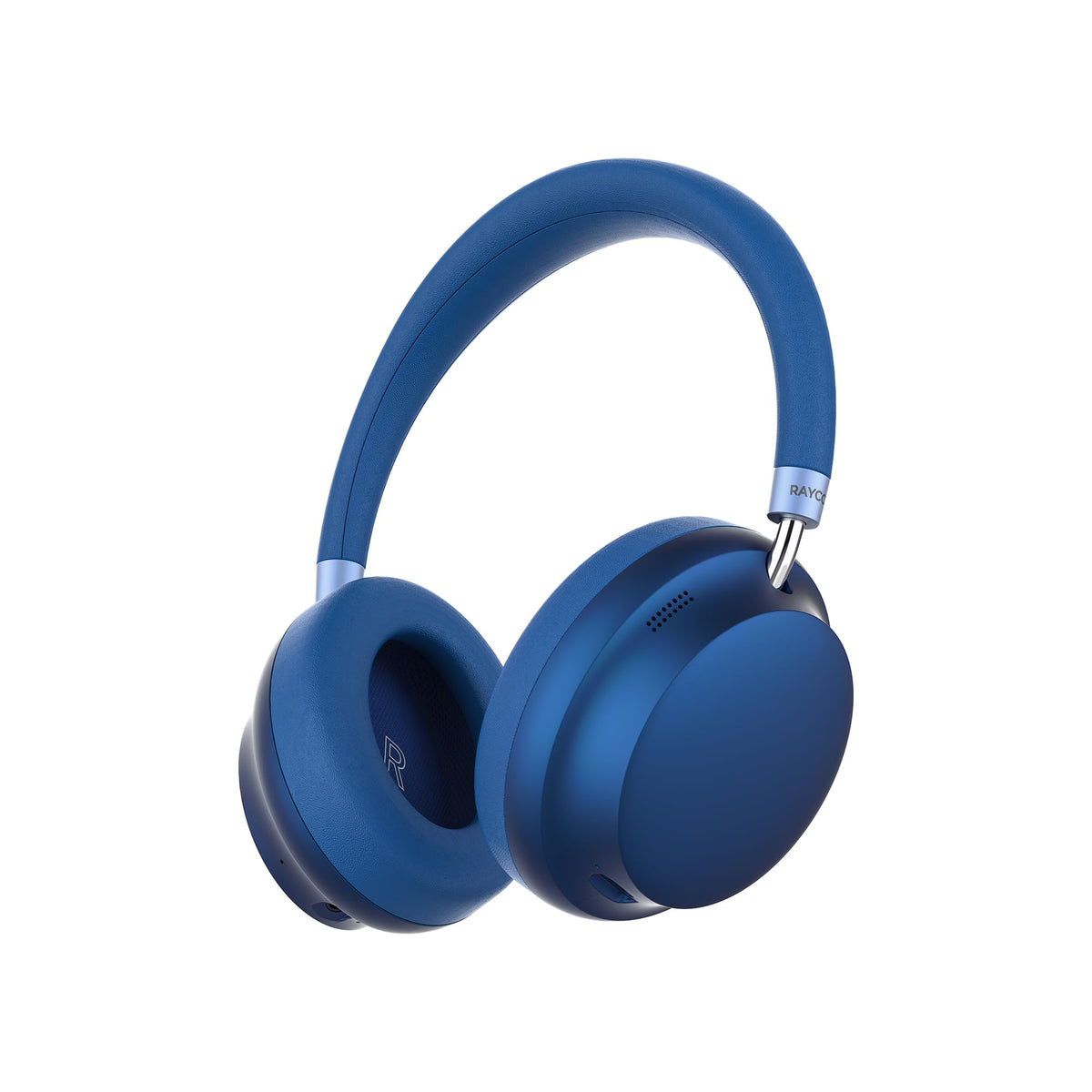 Raycon Essential over-ear headphones in blue offer a comfortable, long-wear fit.