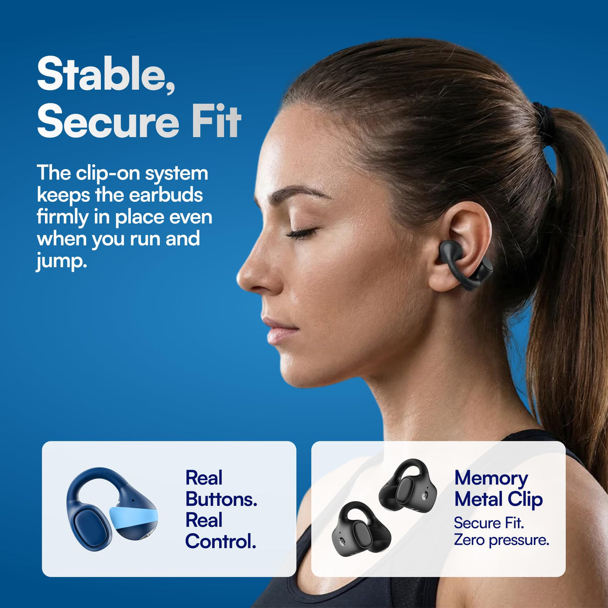Raycon purple clip-on earbuds ready for daily commutes and active routines