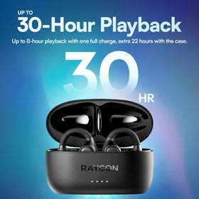 Raycon Everyday Clip Earbuds IPX5 rating withstands sweat and rain during workouts.