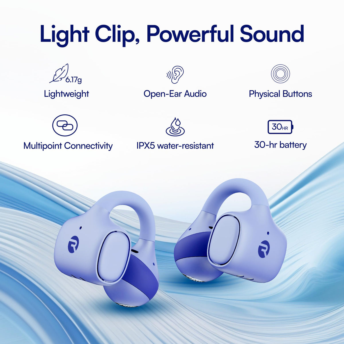 Raycon Everyday Clip Earbuds featuring real button controls for precise music and calls