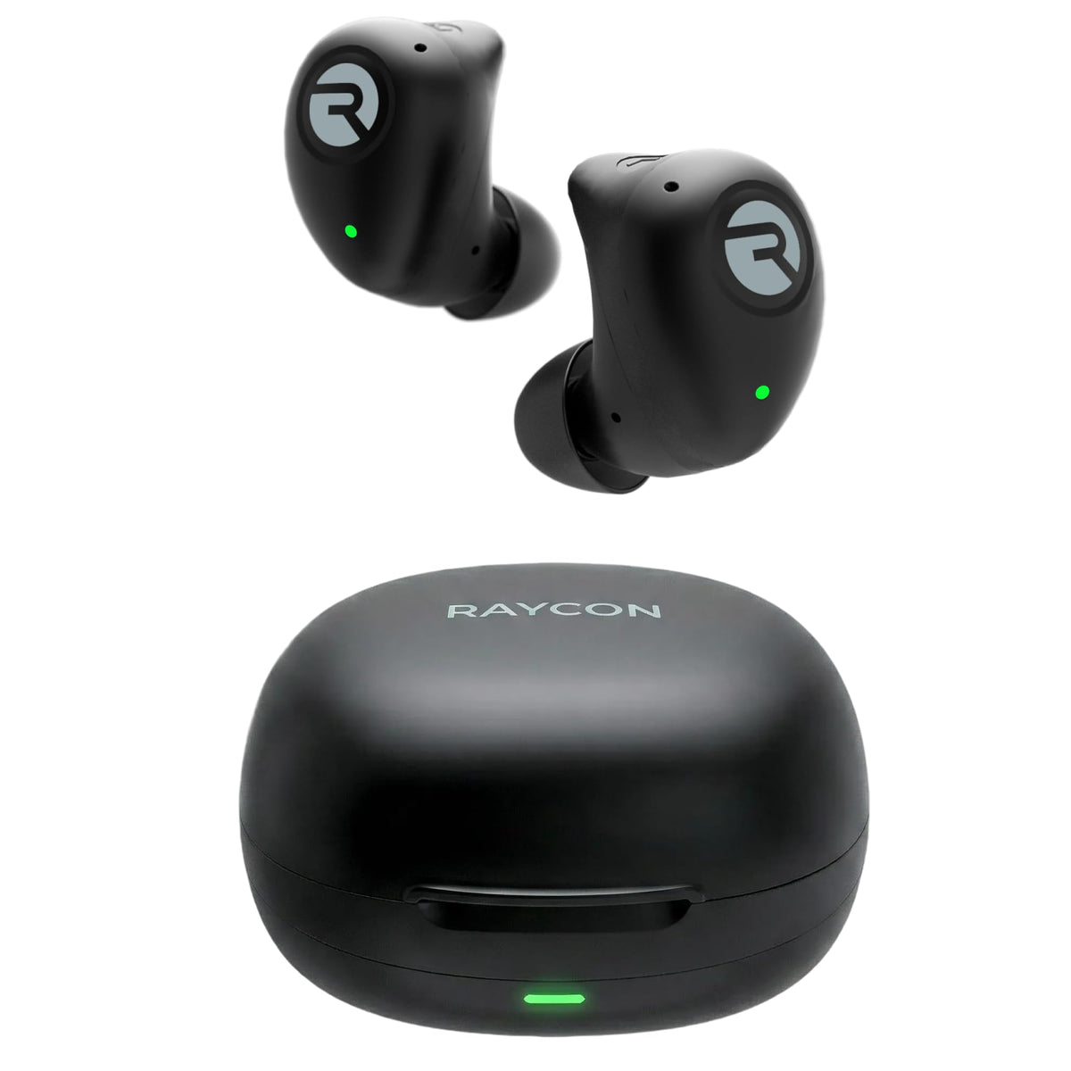 Raycon Fitness Earbuds in a compact case for on-the-go charging and storage.