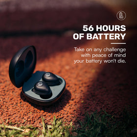 Raycon Fitness Earbuds displaying active noise cancellation for focused listening