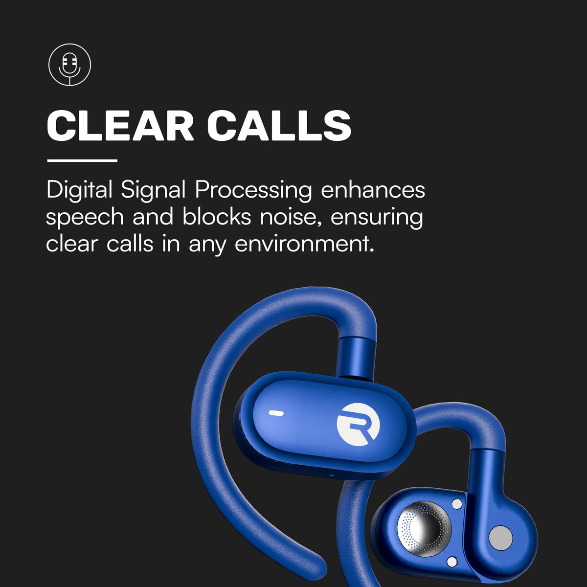 Raycon Fitness open-ear 40-hour battery life highlighted