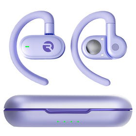 Raycon Fitness Open Ear Buds case purple with portable charging on the go